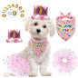 Dog Birthday Party Supplies Set Crown Hat Skirt Bandana Numbers