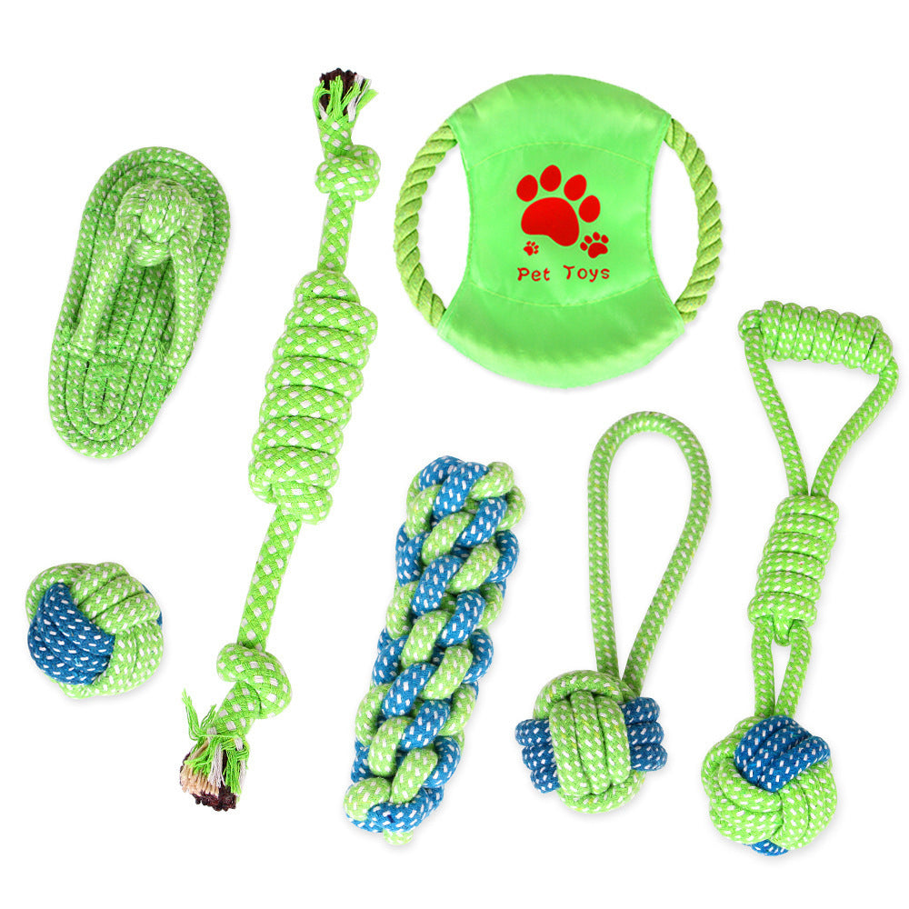 Cotton Dog Rope Toy Set Durable Interactive Tug 7 Pack