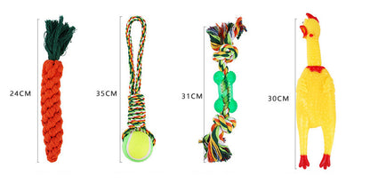 Dog Rope Toy Set with Squeaky Chicken and Chew Toys 7 Pack 3