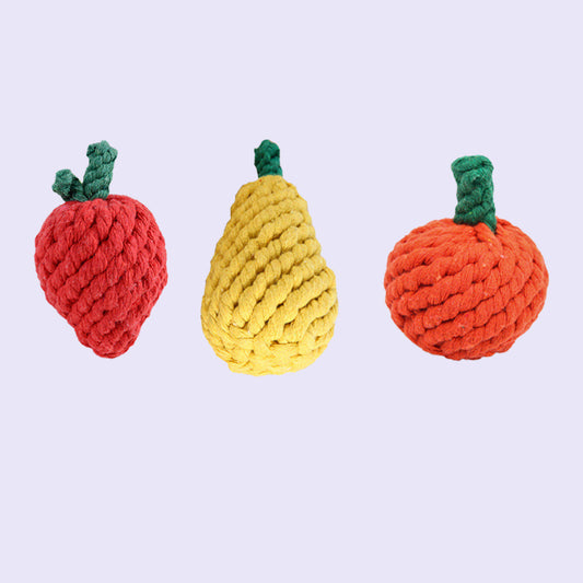 Woven Fruit Dog Rope Toy Cotton Durable 3 Pack