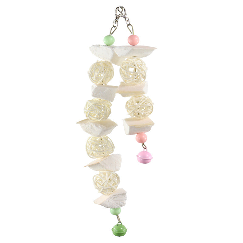 Cuttlebone and Vine Ball Parrot Chew Toy with Bells Small Medium Large 5
