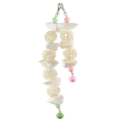 Cuttlebone and Vine Ball Parrot Chew Toy with Bells Small Medium Large 5