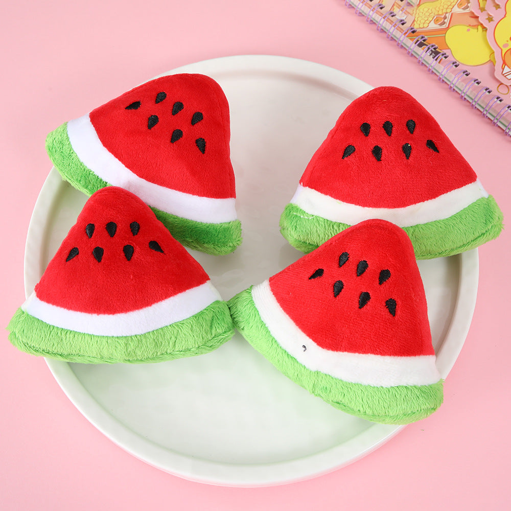 Triangle Watermelon Squeaky Plush Dog Toy Soft 12x8.5cm 2