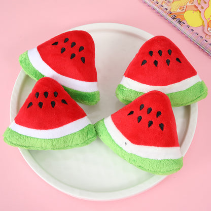 Triangle Watermelon Squeaky Plush Dog Toy Soft 12x8.5cm 2