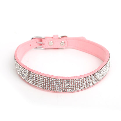 Sparkling Rhinestone Nylon Dog Collar Adjustable Sizes 6
