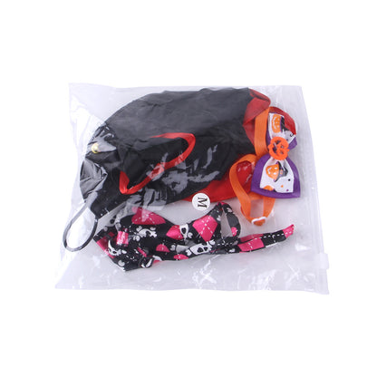 Halloween Dog Costume Set Cute Pumpkin Bow Tie with Witch Hat 5