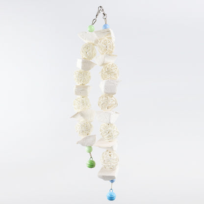Cuttlebone and Vine Ball Parrot Chew Toy with Bells Small Medium Large 4