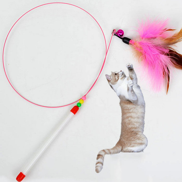 Interactive Cat Teaser Wand Toy Feather with Bell 3