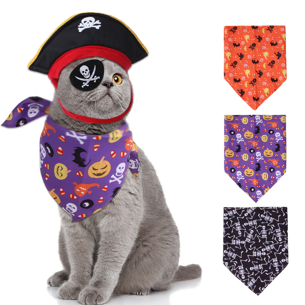 Polyester Cat Bandana Set Halloween Cosplay Decoration