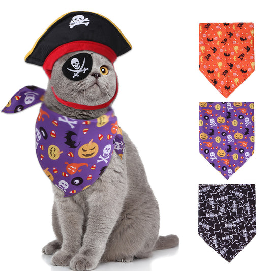 Polyester Cat Bandana Set Halloween Cosplay Decoration