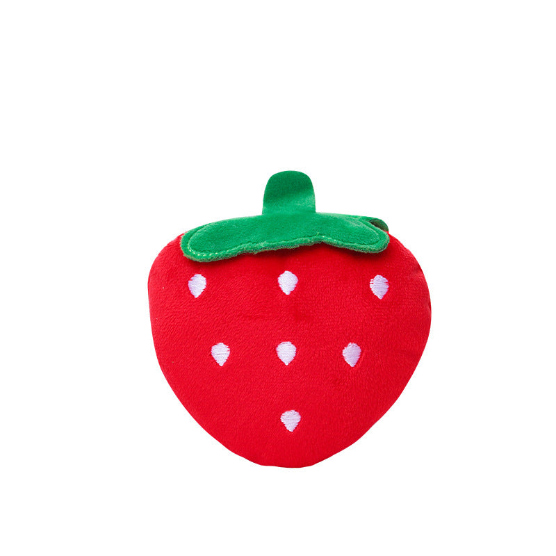 Strawberry Plush Dog Toy Soft Squeaky Fruit Shape 5