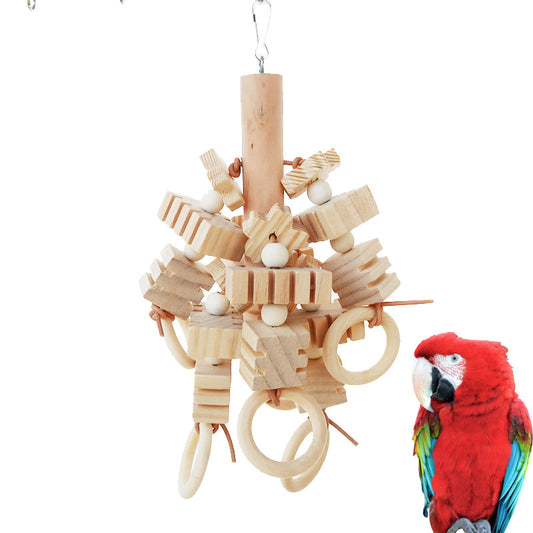 Wooden Parrot Chew Toy Molar Hanging Bird Cage Accessory