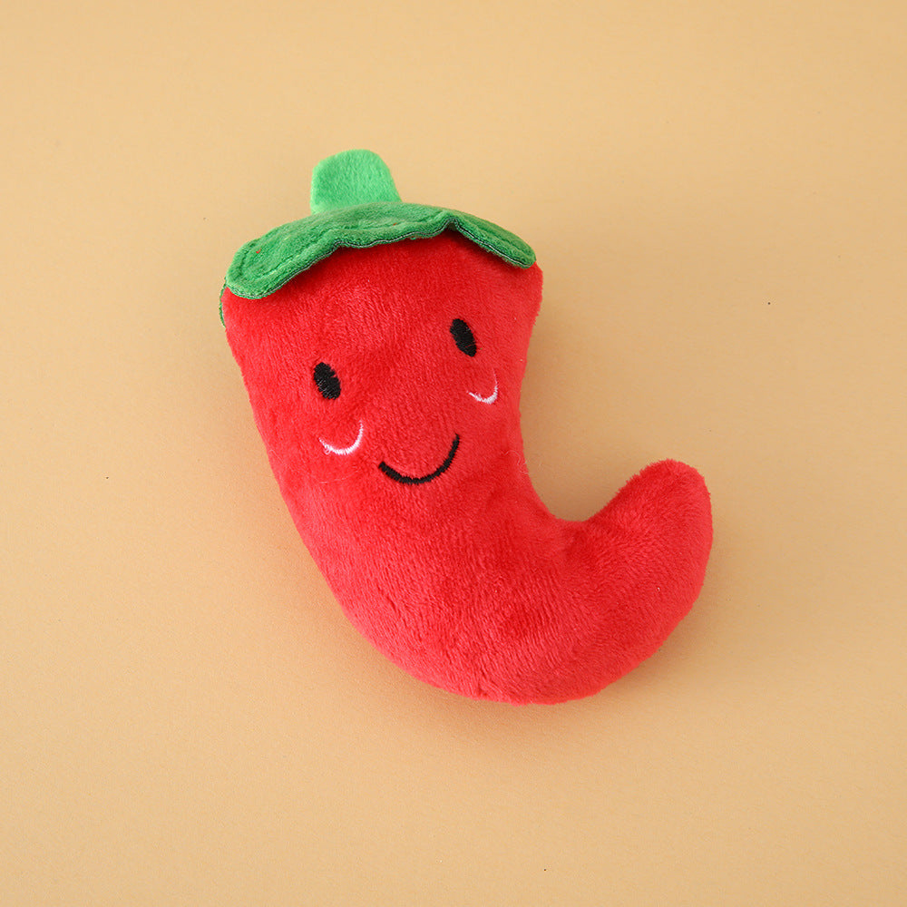 Plush Dog Toy Pepper Shape Soft Interactive Chew Toy 6
