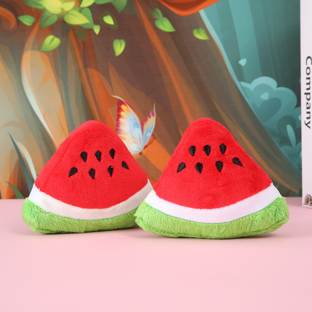 Triangle Watermelon Squeaky Plush Dog Toy Soft 12x8.5cm 4