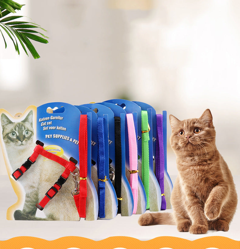Nylon Cat Traction Rope Adjustable Chest and Neck Size