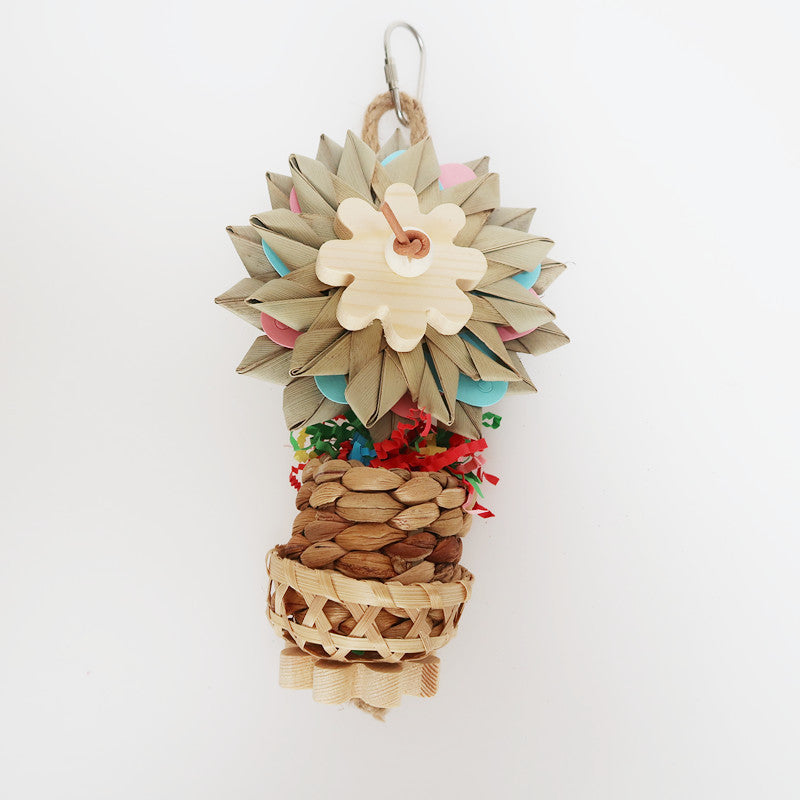 Hand-Knitted Palm Leaf Parrot Chew Toy Natural Materials 2