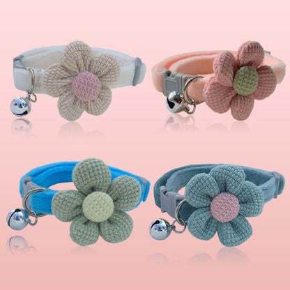 Polyester Dog Collar Cute Flower Cartoon Adjustable 18-30cm