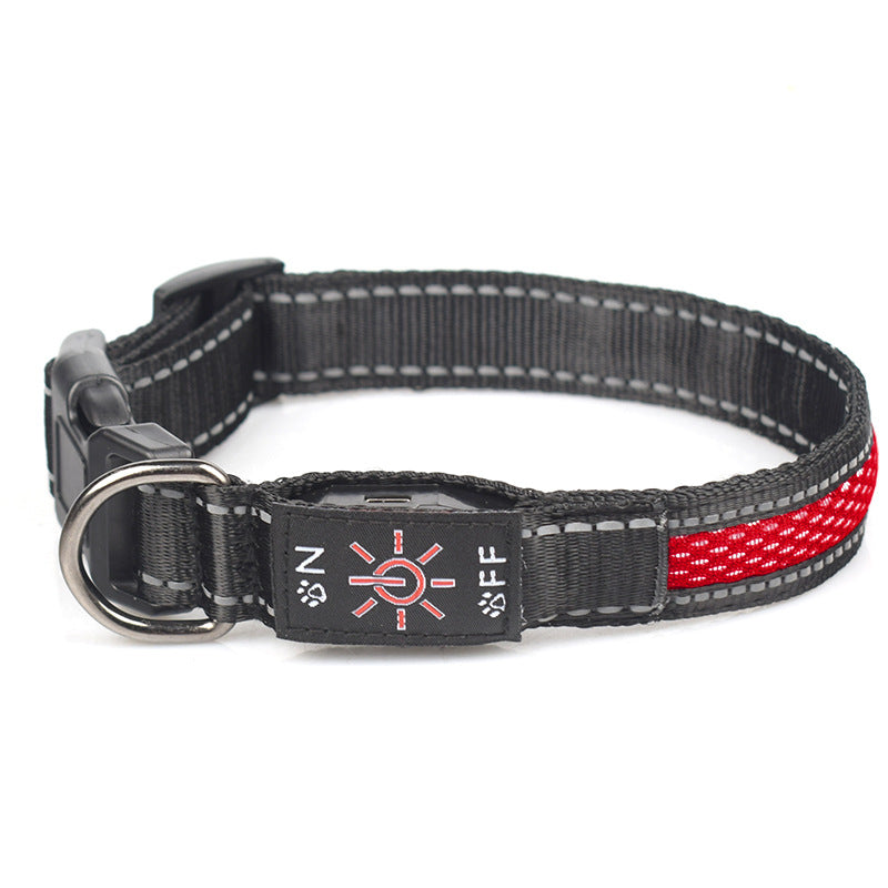 LED Light Up Nylon Mesh Dog Collar Adjustable 7