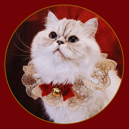 Nylon Cat Collar Christmas Bandana with Bow and Bell 2