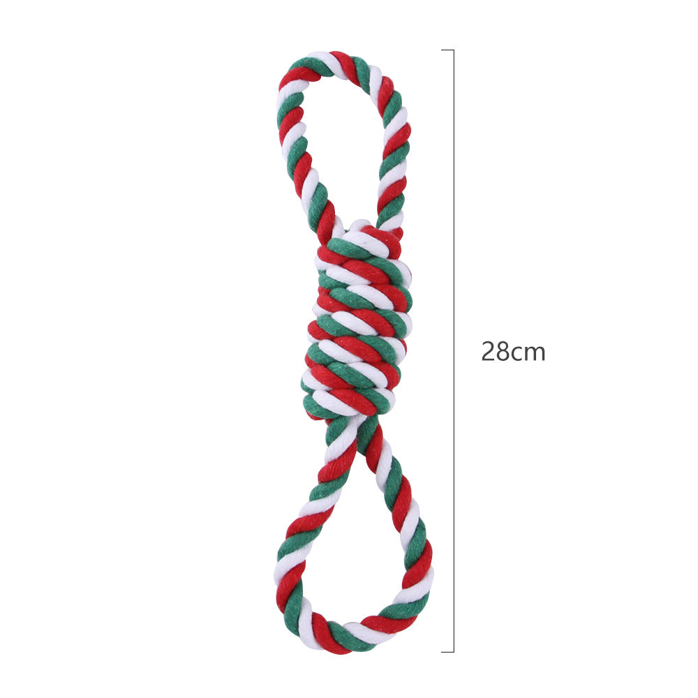 Cotton Dog Rope Toy Christmas Themed Durable Chew Toy 7