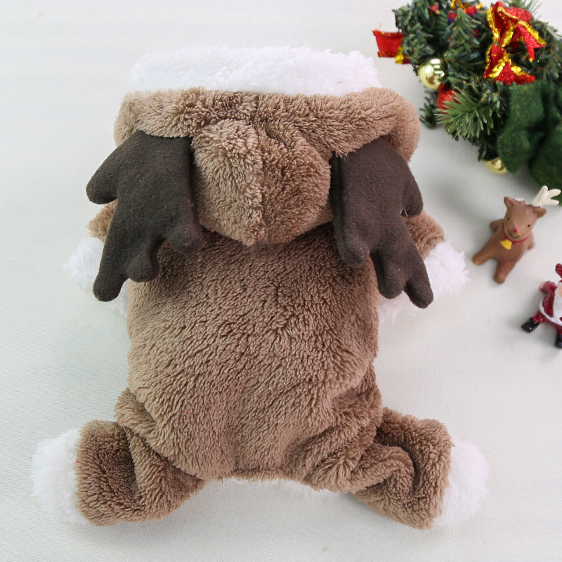 Thickened Warm Coral Fleece Dog Coat Christmas Costume 4