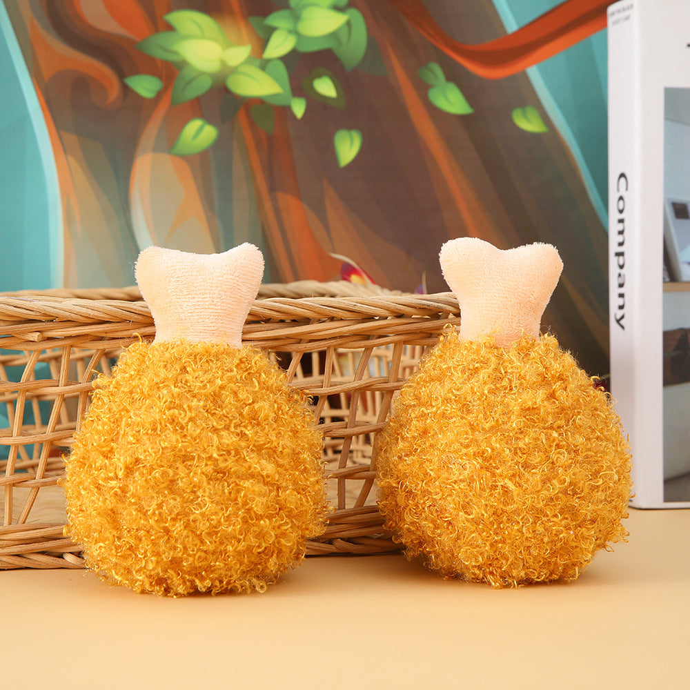 Squeaky Plush Dog Toy Chicken Leg Shape Soft Interactive