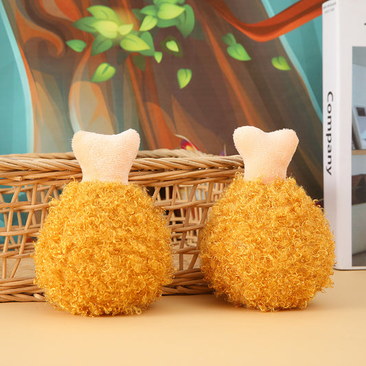 Squeaky Plush Dog Toy Chicken Leg Shape Soft Interactive