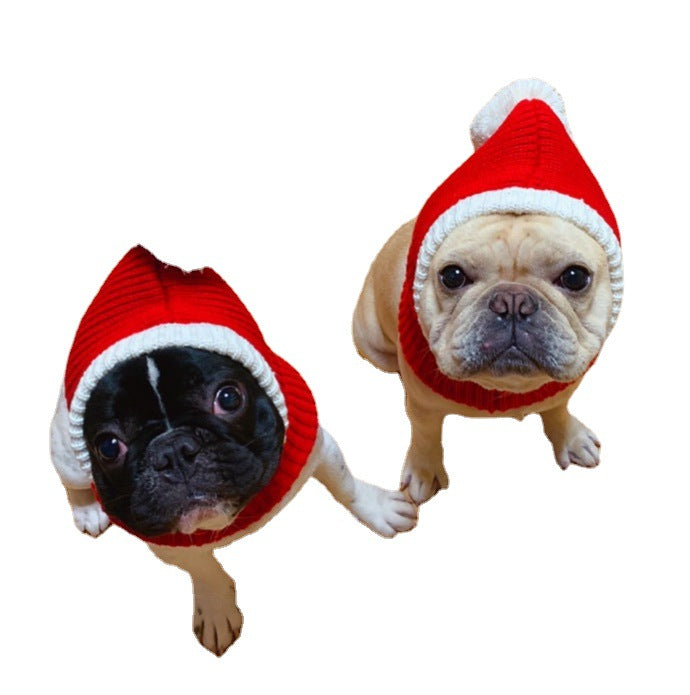 Hand Knitted Dog Hat Christmas Pom Pom Cozy Cover 2