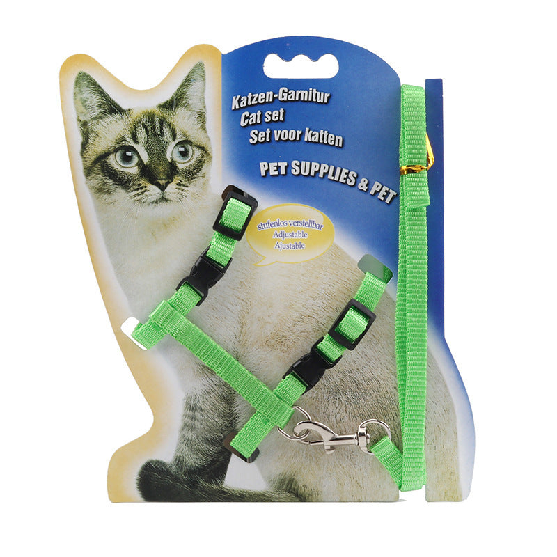 Nylon Cat Traction Rope Adjustable Chest and Neck Size 9