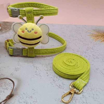 Plush Dog Harness and Leash Set Adjustable Neck Size Small to Large 8