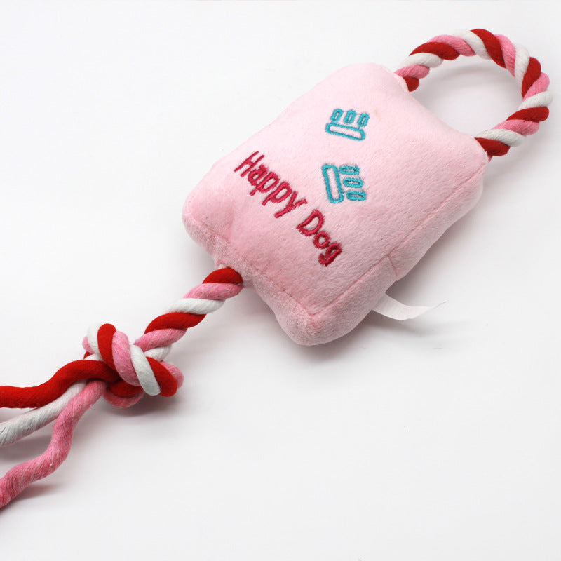 Plush Dog Toy Happy Dog Cotton String 32x12x9cm 3