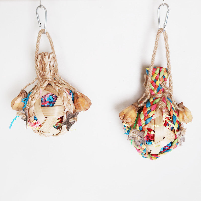 Handmade Bamboo Parrot Chew Toy Hanging Grass Ball 11x25cm 5