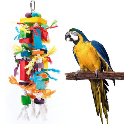 Wooden Parrot Chew Toy Hanging Bird Cage Pendant 25cm
