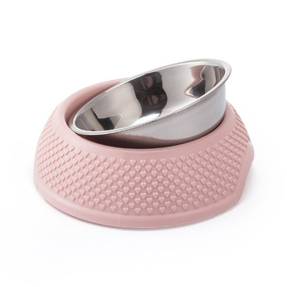 Stainless Steel Dog Bowl with PP Heart Pattern Non Slip 4