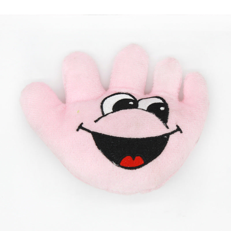 Plush Hand Shape Dog Toy Soft Smiling Face 10x12cm 4