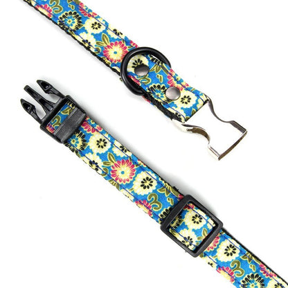 Polyester Floral Dog Collar Adjustable Small Medium Large 4