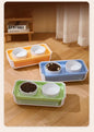 Plastic Dog Bowl Double Feeder Food and Water Basin 40x20x12cm 2