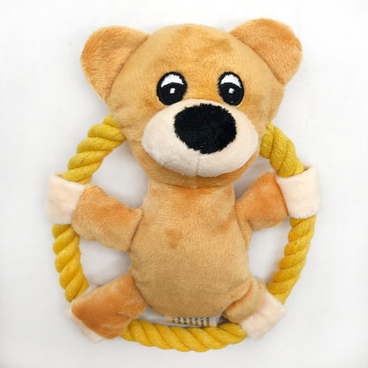 Plush Dog Toy with Cotton Rope Squeaky Pig Duck Bear 7