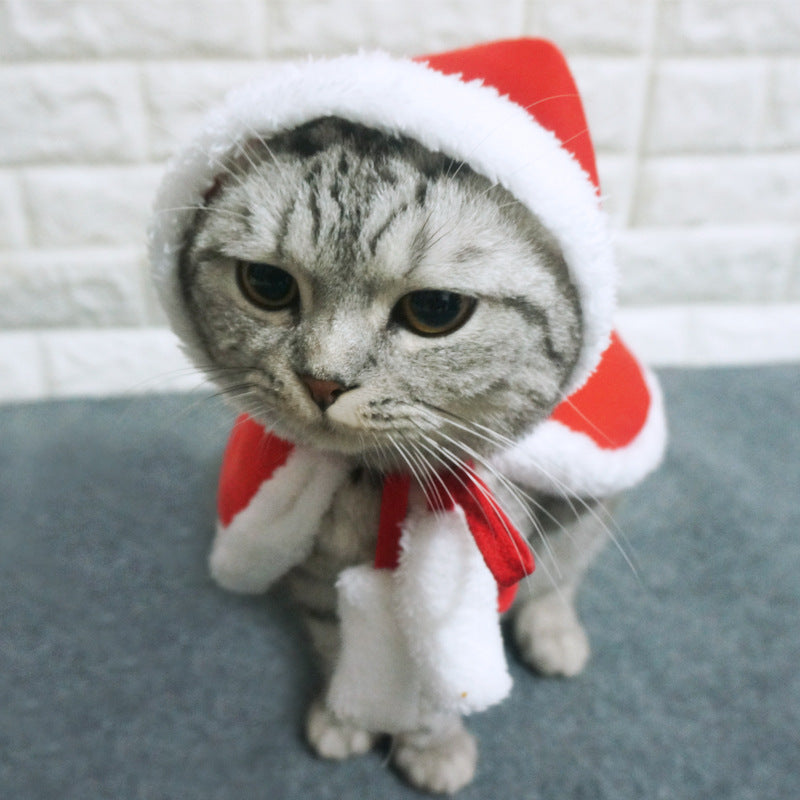 Polar Fleece Cat Cloak Christmas Costume with Hood for Cats 3
