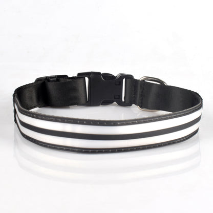 Adjustable Nylon LED Dog Collar Glow in the Dark Light Up 6