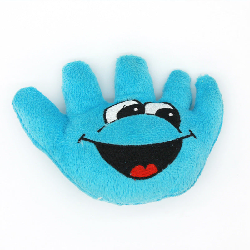 Plush Hand Shape Dog Toy Soft Smiling Face 10x12cm 2