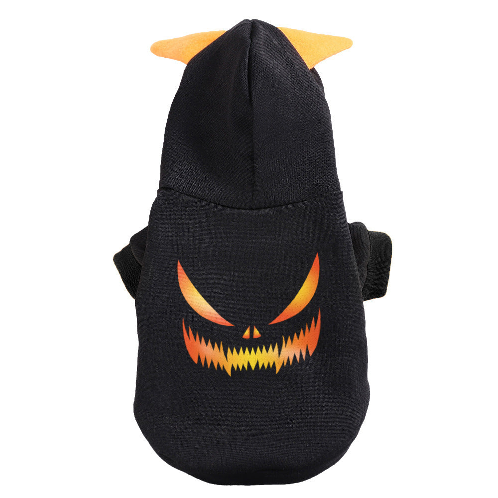 Flannel Dog Hoodie Halloween Pumpkin Design Small Medium Large 6