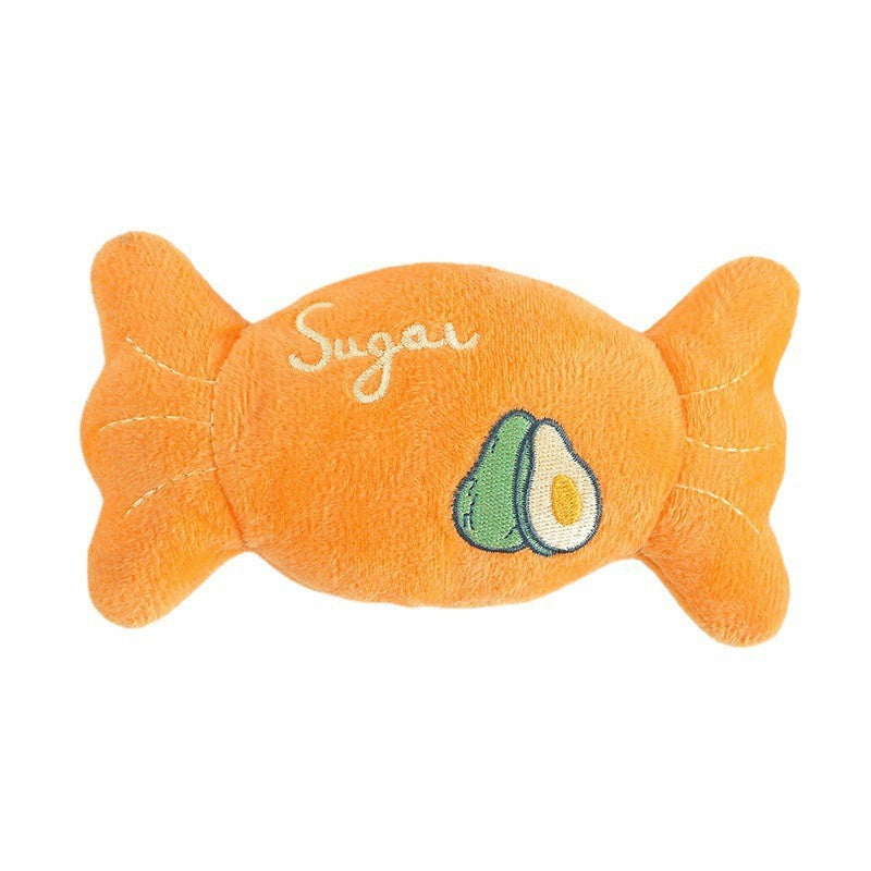 Cartoon Candy Shaped Plush Dog Toy Soft Interactive 4