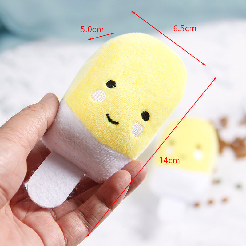 Plush Dog Toy Popsicle Shape Soft Interactive Squeaky 4
