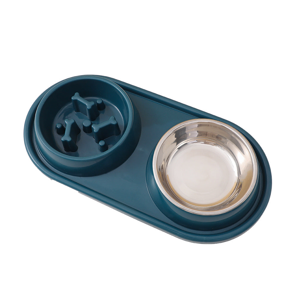 Slow Feeder Dog Bowl Food and Water PP Stainless Steel 39x20x4.5cm 5