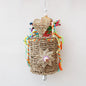 Natural Straw Parrot Foraging Bucket Hanging Bird Cage Toy