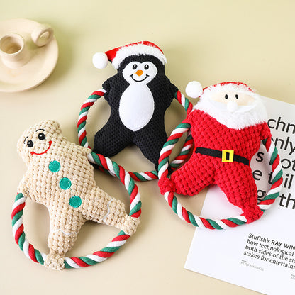 Plush Cotton String Dog Toy Christmas Holiday Design 4