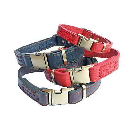 Leather Dog Collar Adjustable Buckle Durable Quality