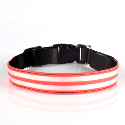 Adjustable Nylon LED Dog Collar Glow in the Dark Light Up 5