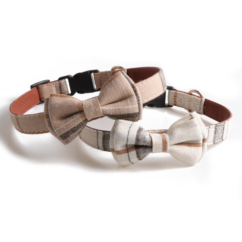 PU Dog Collar British Bow Tie Adjustable S M L Sizes